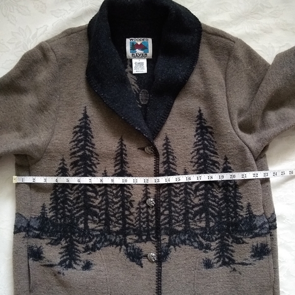 Shawl collar wearable art blanket wool blend Italy maxi long coat folklore - Picture 4 of 9